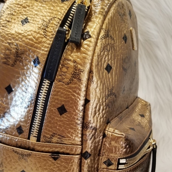 MCM Gold Coated Canvas Backpack - Picture 3 of 8